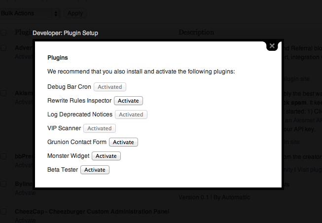 Developer Plugin for WordPress