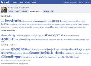 Facebook API Experiments: Twitter Tags