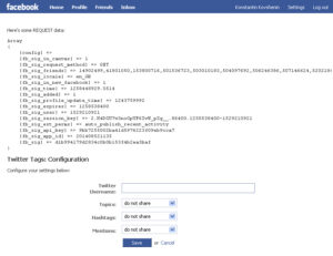 Facebook API Experiments: Twitter Tags