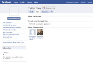 Facebook API Experiments: Twitter Tags