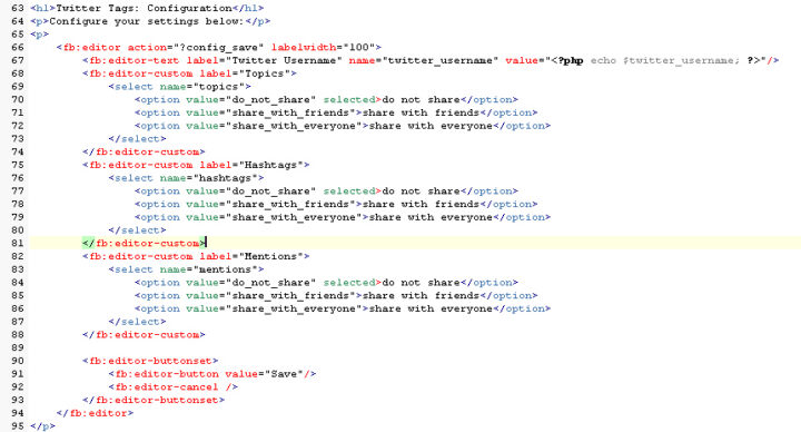 Facebook API Experiments: Twitter Tags