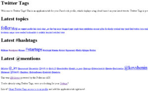 Facebook API Experiments: Twitter Tags