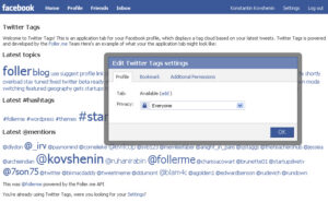Facebook API Experiments: Twitter Tags