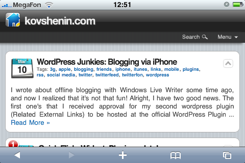 WordPress iPhone wpTouch