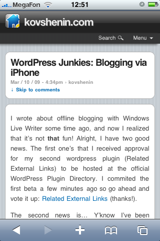 WordPress iPhone wpTouch