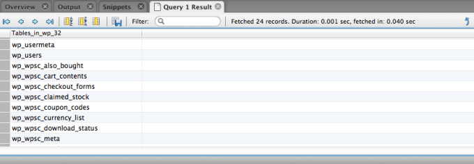 Database Tables