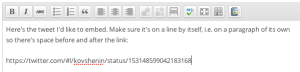 Twitter Embed Post Editor