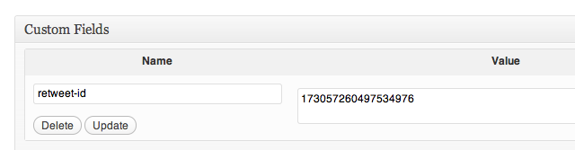Retweet ID in Custom Fields