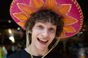 Konstantin in a pink sombrero