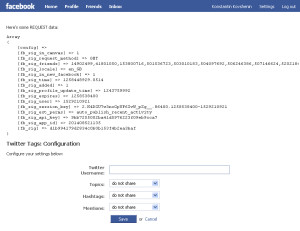 Facebook API Experiments: Twitter Tags