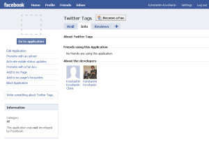 Facebook API Experiments: Twitter Tags