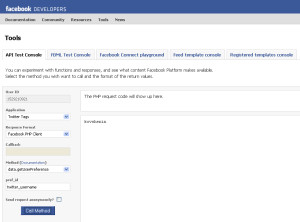 Facebook API Experiments: Twitter Tags