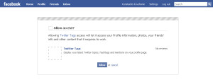 Facebook API Experiments: Twitter Tags