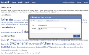 Facebook API Experiments: Twitter Tags